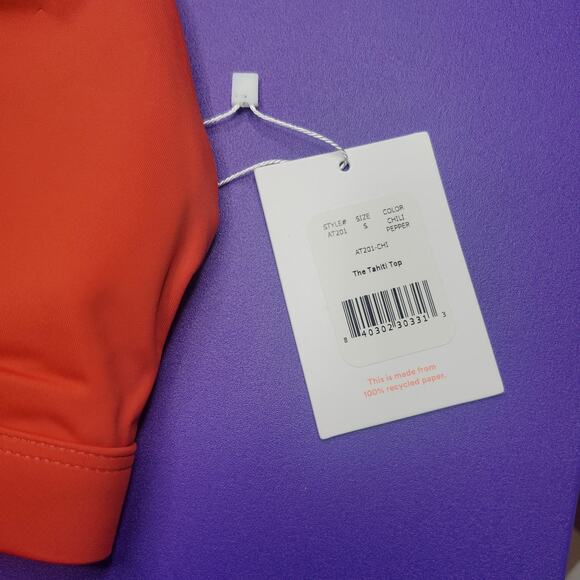 Andie The Tahiti Swim Top in Chili Pepper Red Women's Small Bikini Swimwear NWT - Picture 7 of 8